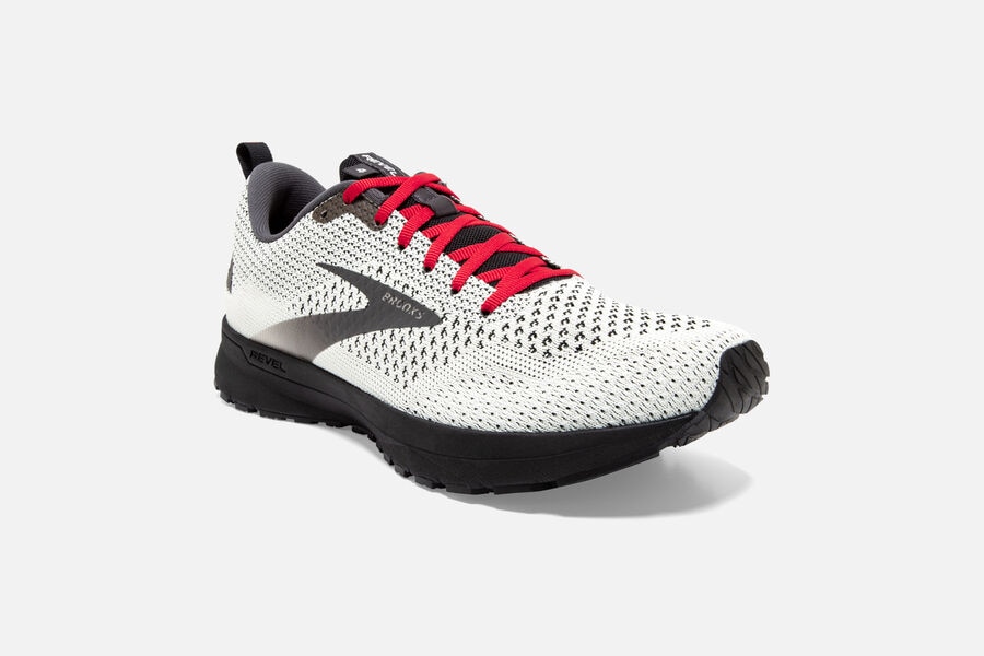 Brooks Revel 4 Road Running Shoes Mens - White/Black/Red - LEWIP-6493